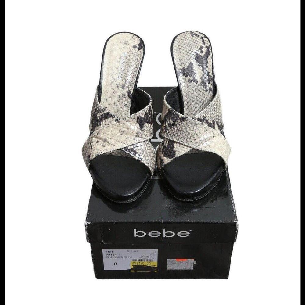 Snakeskin Python Animal Print Roccia Patsy Crossover Sandals Shoes Heels 8 -Bebe